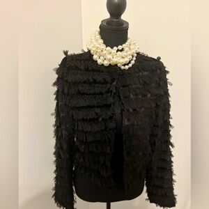 Cache, textured, black crop jacket